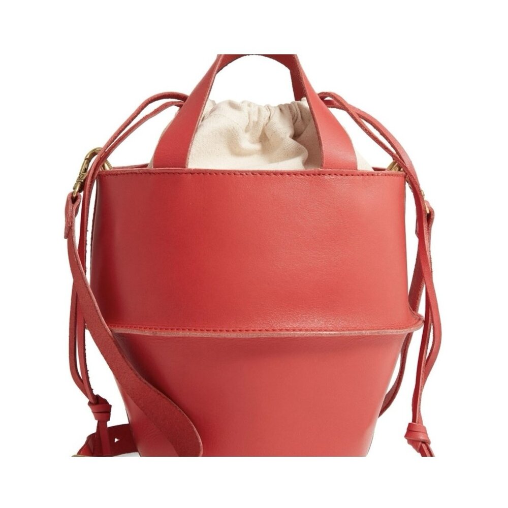 Madewell The Austin Crossbody Bag Bucket Purse Womens Leather Red